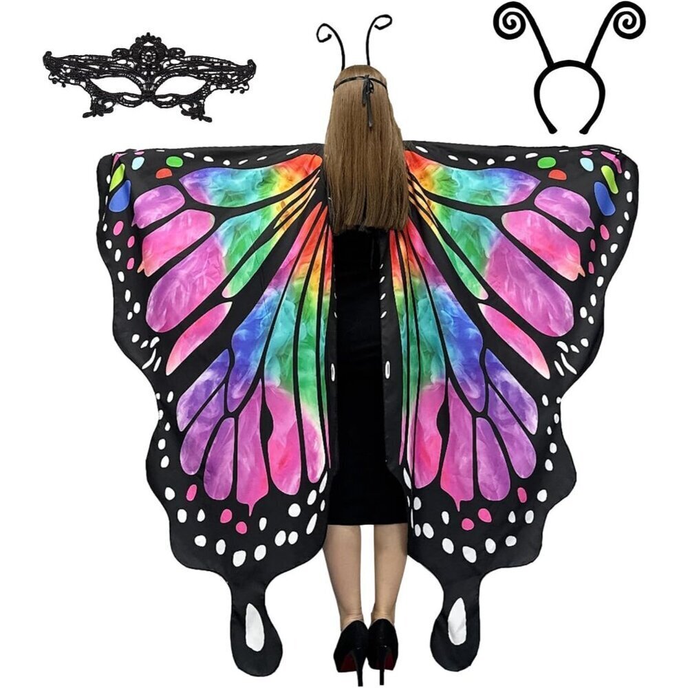 Stylish Butterfly Wings Cape Mask Halloween Costume Women